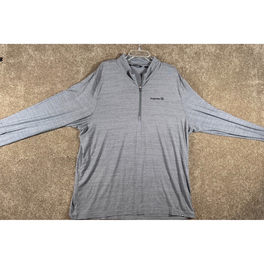Travis Mathew Mens 3XL Gray Performance Quarter Zip Long Sleeve Pullover w/logo